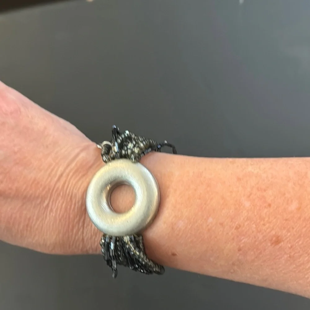 Elegant Black and Silver Beaded Bracelet